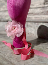 Load image into Gallery viewer, choker rosa di seta con frangia e nastro handmade ely b hats