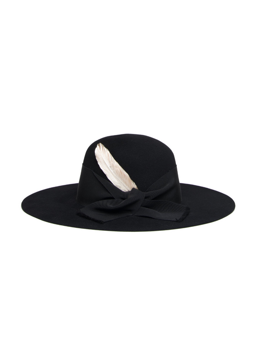 cappello-iperione-feltro-lana-lapin-nero-piuma-elyb-hats