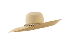 Load image into Gallery viewer, Cappello estivo da donna, realizzato in paglia beige con dettagli decorativi raffinati